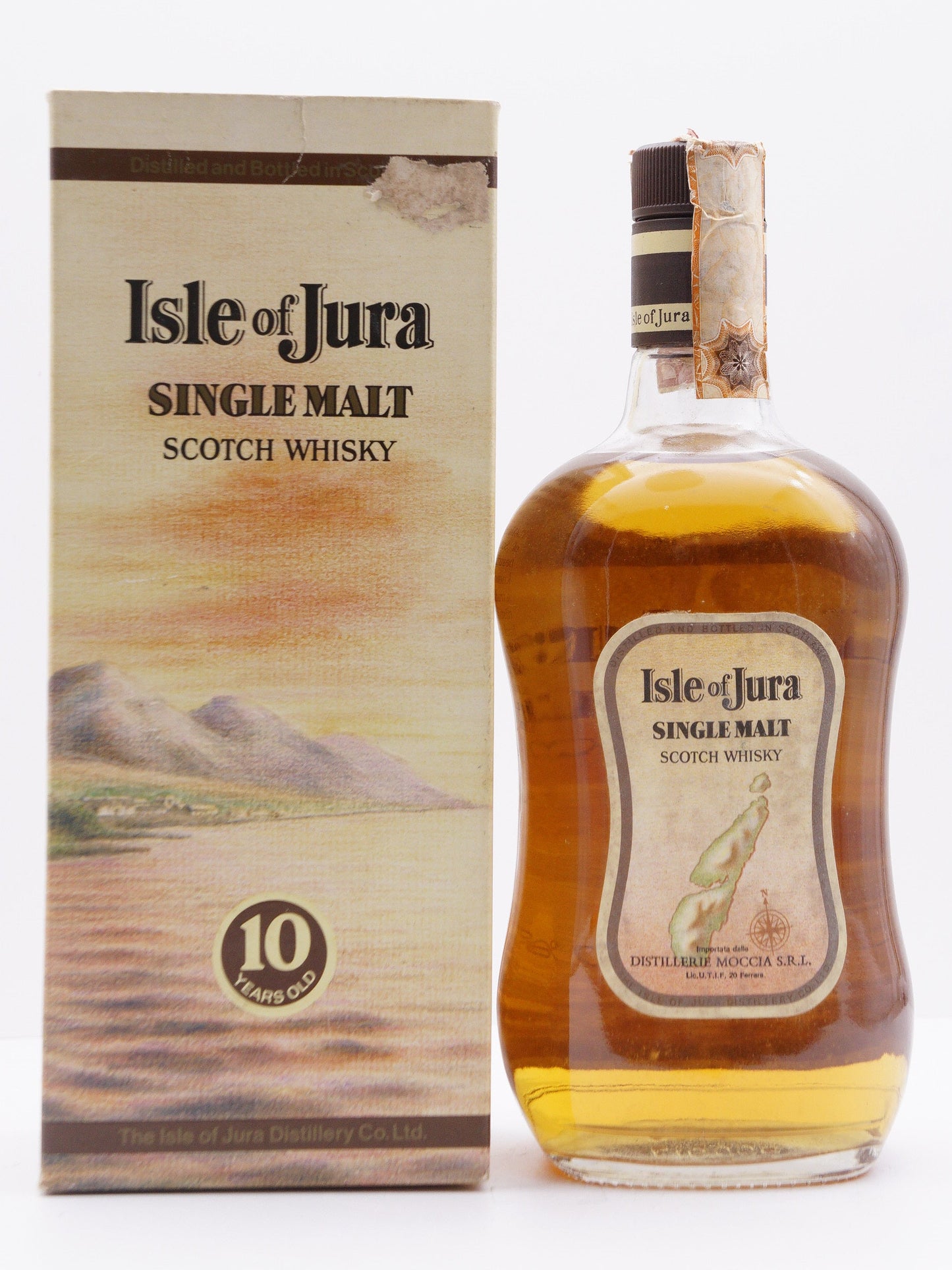 JURA - SINGLE MALT - OB - 1980S 10YO LONGITUDINAL LABEL (ISLAND MAP LOGO)