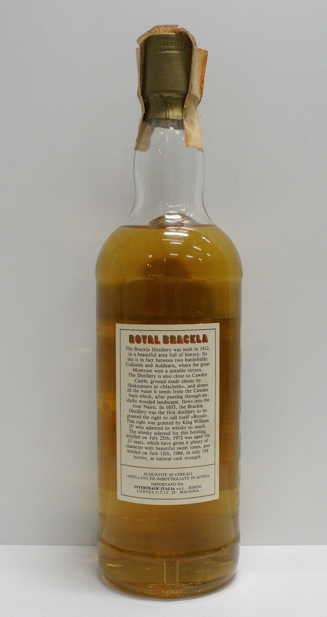 ROYAL BRACKLA - SINGLE MALT - IB - INTERTRADE "THE CREAM OF THE HIGHLANDS" (PICNIC LABEL)