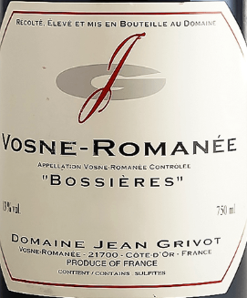 "DOMAINE JEAN GRIVOT VOSNE-ROMANEE - BOSSIERES 2010