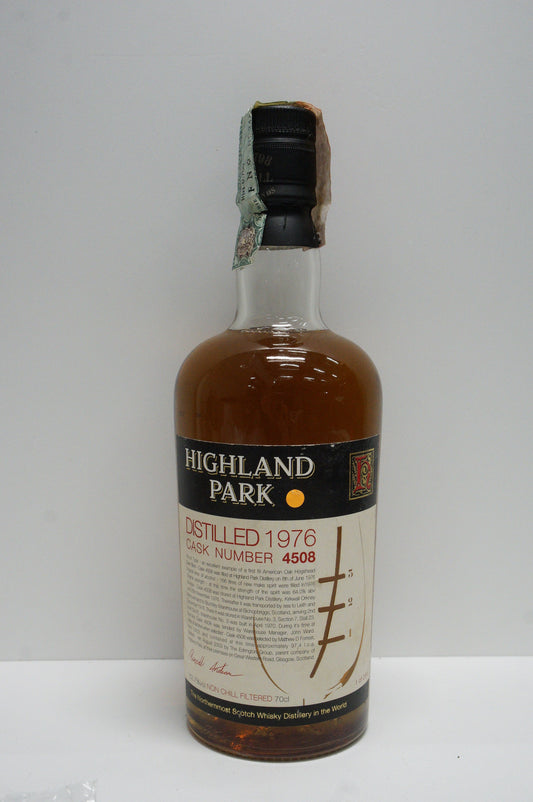 HIGHLAND PARK - SINGLE MALT - OB - DUMPY CLEAR BOTTLE "VINTAGE CASK FOR JAPAN MARKET" CASK #4508