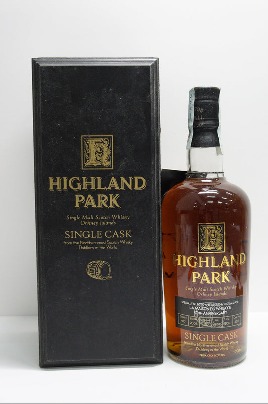 HIGHLAND PARK - SINGLE MALT - OB - DUMPY CLEAR BOTTLE "SINGLE CASK FOR LMDW 50TH ANNIVERSARY" CASK #4259