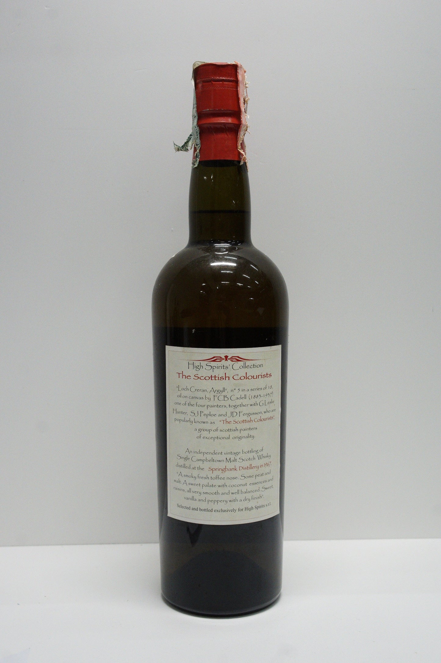 SPRINGBANK - SINGLE MALT - IB - HIGH SPIRITS' COLLECTION "THE SCOTTISH COLOURISTS SERIES" CASK #1936