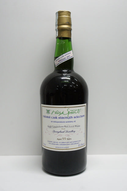 SPRINGBANK - SINGLE MALT - IB - HIGH SPIRITS' COLLECTION "NATURAL CASK STRENGTH SELECTION SERIES" EX-PORT CASK #433