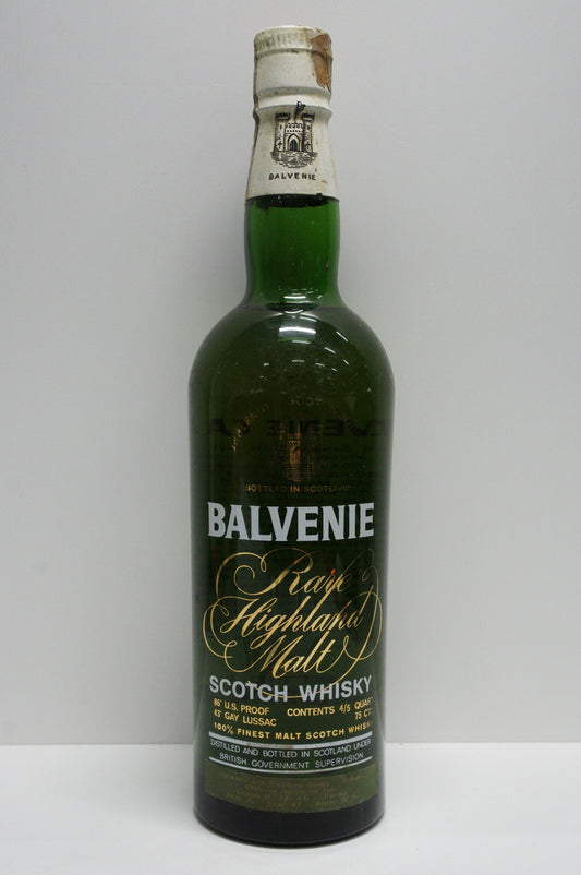 BALVENIE - SINGLE MALT - OB - "RARE HIGHLAND MALT (GREEN BOTTLE SCREEN PRINT, BY ARCHIEBALD, GAY LUSSAC IMPORT)