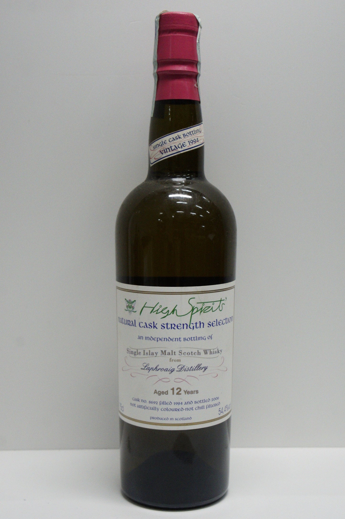 LAPHROAIG - SINGLE MALT - IB - HIGH SPIRITS COLLECTION "NATURAL CASK STRENGTH SELECTION" CASK #8692