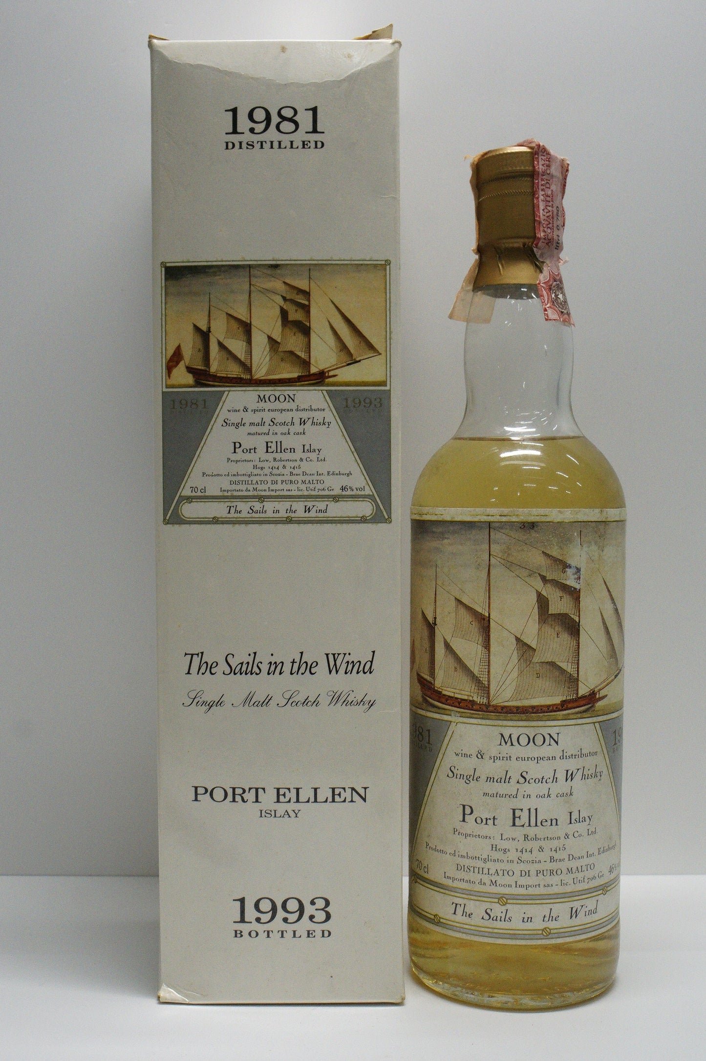 PORT ELLEN - SINGLE MALT - IB - MOON IMPORT "SAILS IN THE WIND" CASK #1414/15