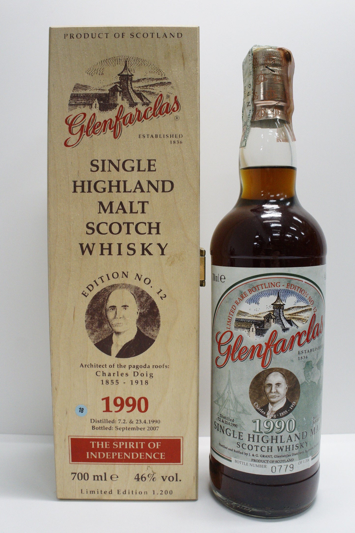 GLENFARCLAS - SINGLE MALT - OB - "SPIRIT OF INDEPENDENCE EDITION NO.12 - CHARLES DOIG" CASKS #1088+4705+4706