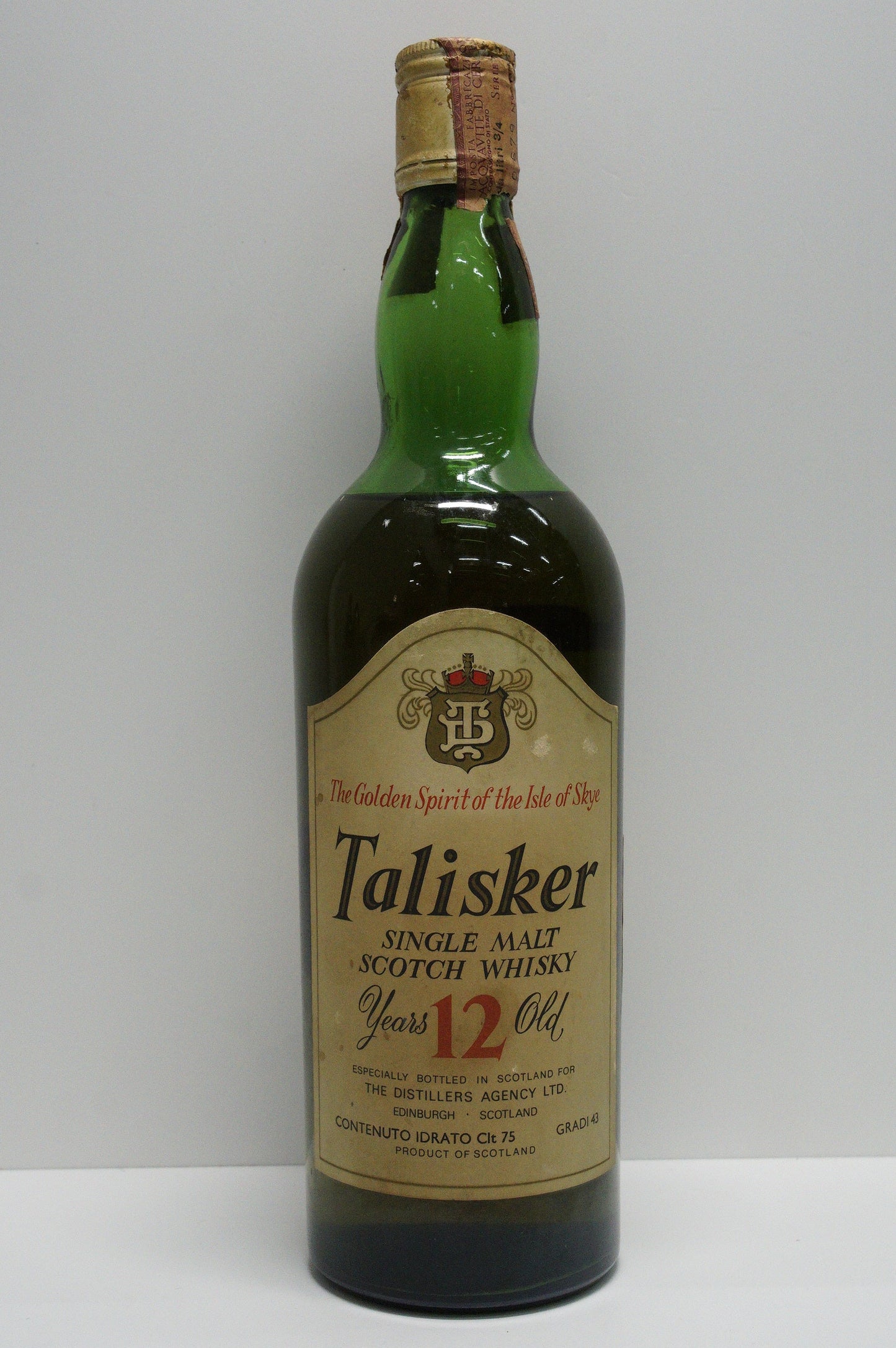 TALISKER - SINGLE MALT - OB - "THE GOLDEN SPIRIT OF THE ISLE OF SKYE" JOHN WALKER LABEL 1980S