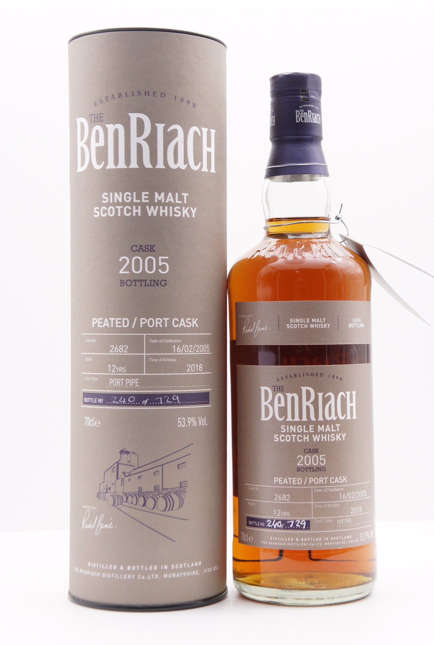 BENRIACH - SINGLE MALT - OB - SINGLE CASK BATCH 15 (2018) PORT PIPE #2682 (PEATED)