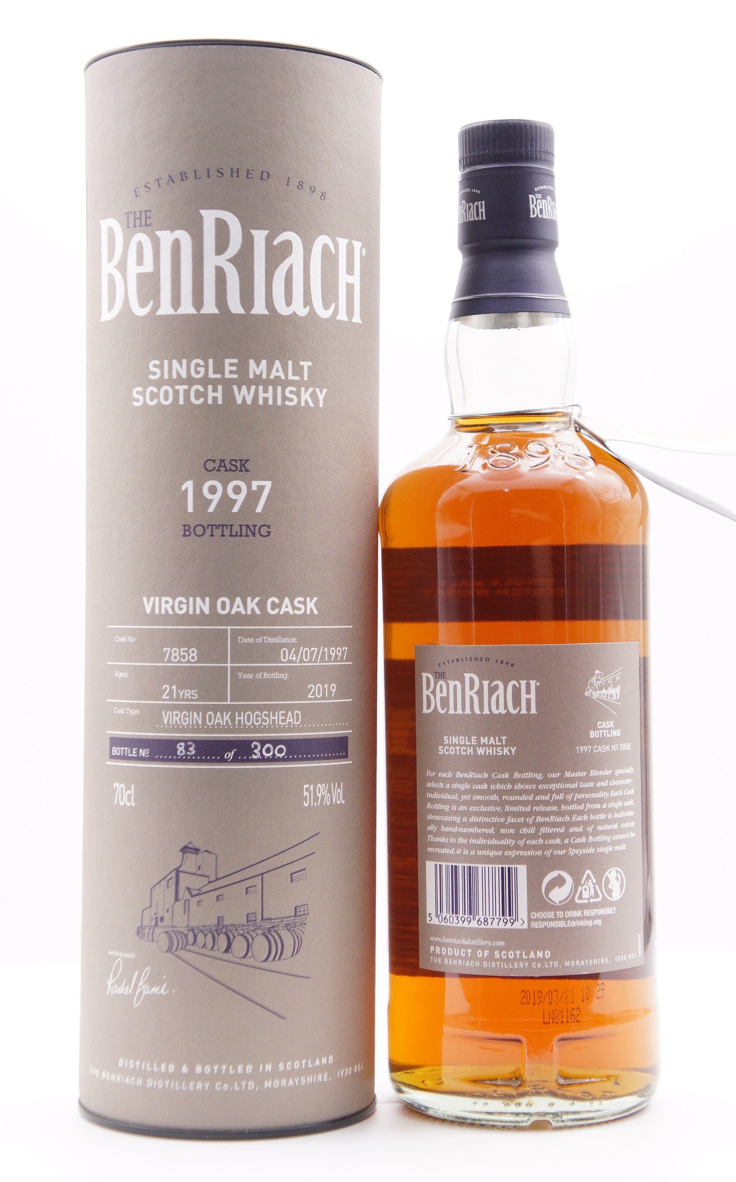 BENRIACH - SINGLE MALT - OB - SINGLE CASK BATCH 16 (2019) VIRGIN HOGSHEAD #7858