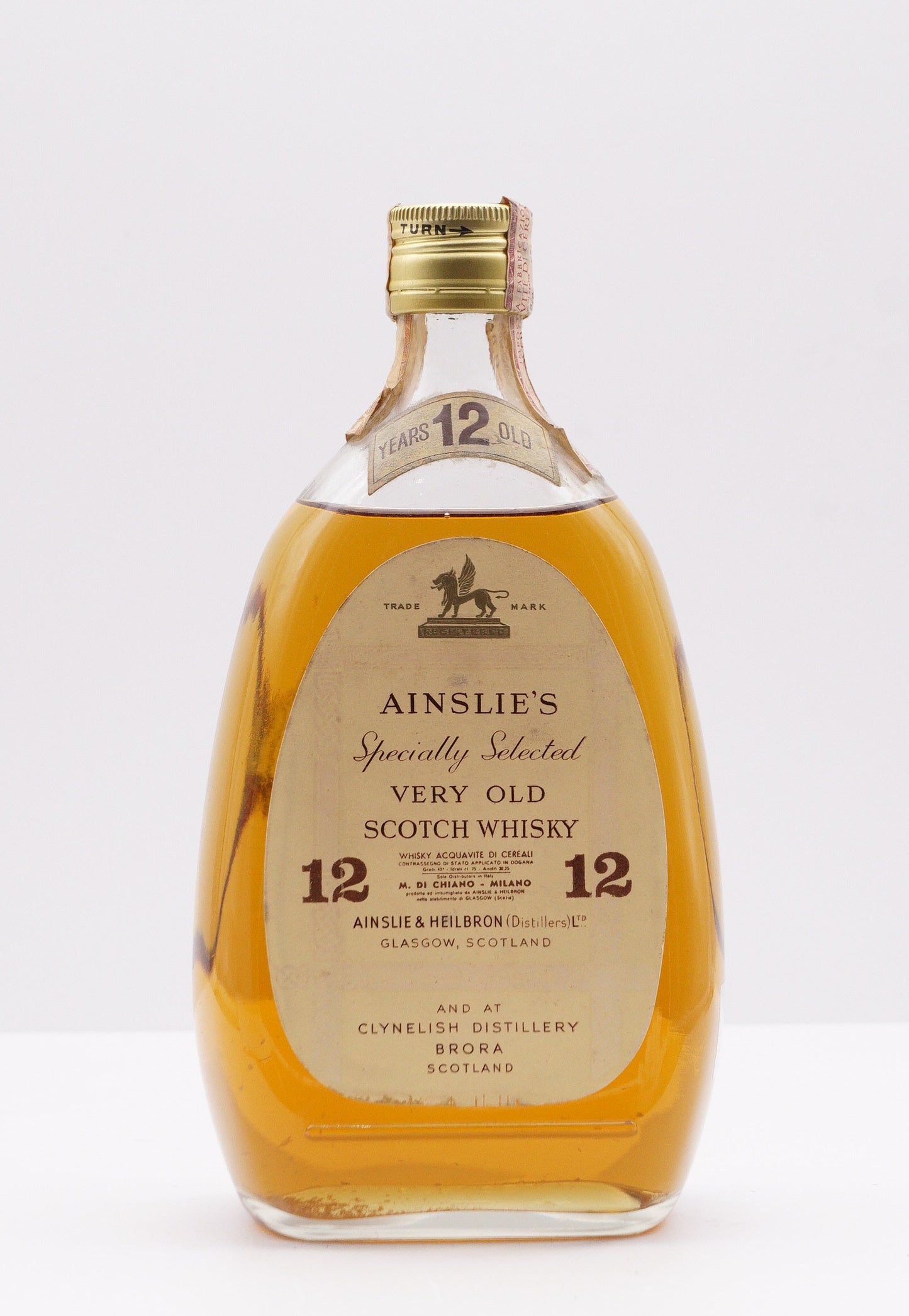 AINSLIE'S BLENDED "SPECIALLY SELECTED VERY OLD SCOTCH WHISKY" SECURO 1960S (BRORA)